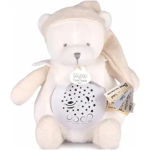 Doudou et Compagnie, Nachtlicht, Nachtlicht Sterne & Musik, Bär weiss 19cm