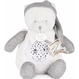 Doudou et Compagnie, Nachtlicht, Nachtlicht Sterne & Musik, Bär silber 19cm