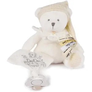 Doudou et Compagnie Schmusetuch mit Schnullerhalter Bär gold 20cm (20 cm)