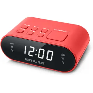 Muse M-10 RED, Digitaler Wecker, Oval, Rot, 87,5 - 108 MHz, Radio/Summer, Tasten