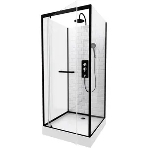 AURLANE Komplettdusche 80×80×230 cm, Duschtasse, Gleittüren, 5 mm ESG, Armatur günstig