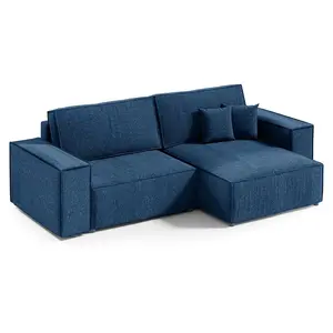 3-Sitzer-Wende-Ecksofa mit Bettkasten Isaac Mini Cord Blau günstig