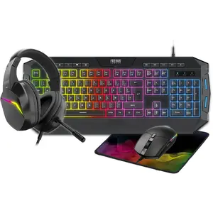 Trade Invaders - 4 in 1 Pack QWERTZ KeyboardMouseMousepadHeadset (RGB) (DE, Kabelgebunden), Tastatur, Schwarz günstig