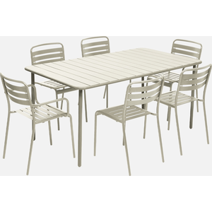 sweeek - Gartentisch aus Stahl 2 Sessel und 4 Stühle - Beige günstig