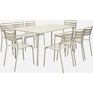 sweeek - Gartentisch Stahl 8 Stühle - Beige günstig