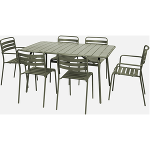 sweeek - Klappbarer Gartentisch aus Stahl mit 2 Sesseln und 4 Stühlen ... günstig