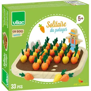 Vilac Holz-Solitärspiel Karottengarten - pädagogisches Brettspiel für ...