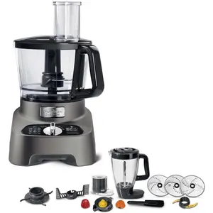 Moulinex FP825E, 3 l, Schwarz, Grau, Drehregler, 1,5 l, Fein, Kunststo...