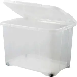 Clip-Box 60l mit Deckel und Rollen, Artikelnummer 10817, Naturfarben günstig