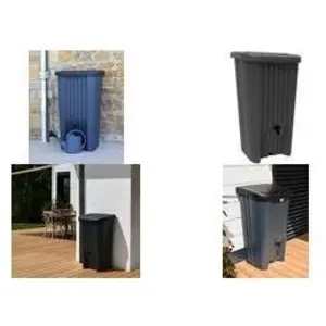 EDA, Regentonne + Erdtanks, Regentonne RECUP DECO, 150 Liter, anthrazit aus Kunststoff, UV-beständig, 50% recyceltes Material (150 l) günstig
