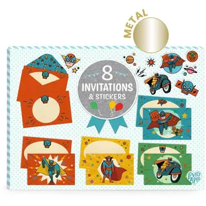 DJECO Geschenkset mit Einladungen Superheroes