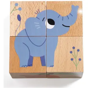 Djeco Holzwürfel Puzzle Wild & Co (4 Teile)