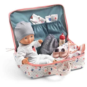 DJECO Babypuppe Pomea Puppe mit Koffer und umfangreichem Zubehör 32 cm...