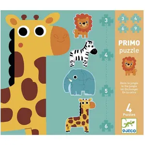 Djeco Erstes Puzzle Im Dschungel 3/4/5/6 Teile (18 Teile)