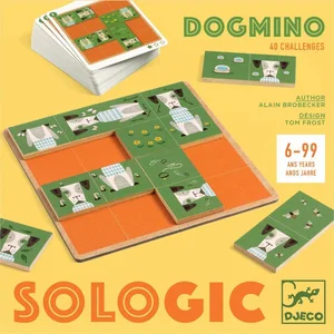 Djeco SOLOGIC Dogmino Logikspiel Holz Hunde-Thema, 40 Aufgaben, 21,5 x...