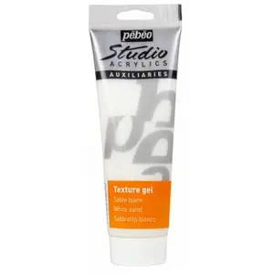 Pebeo, Künstlerfarbe + Bastelfarbe, Studio Acrylics Sand Strukturgele Weiss (250 ml)