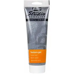 Pebeo, Künstlerfarbe + Bastelfarbe, Studio Acrylics Sand Strukturgele Schwarz (250 ml)