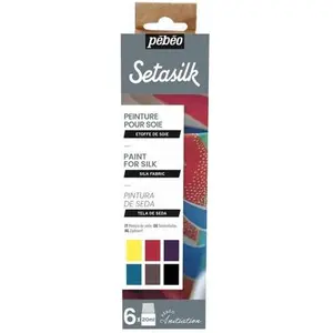 Pebeo, Künstlerfarbe + Bastelfarbe, Erste Schritteset Setasilk 6X (20 ml)