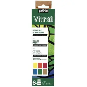 Pebeo, Künstlerfarbe + Bastelfarbe, Erste Schritteset Vitrail 6X (20 ml)