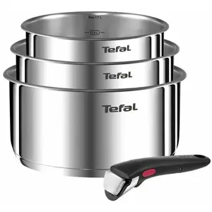 Tefal Ingenio Emotion Kochtopf-Set, 3-teilig, 16/18/20 cm + abnehmbarer Griff, induktionsgeeignet, antihaftbeschichtet, Titanbeschichtung, Thermo-Signal, spülmaschinenfest und backofenfest   3 Töpfe 1