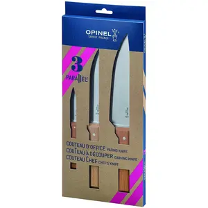 Opinel PARALLELE TRIO Messer-Set, Küchenmesser, Braun, Silber