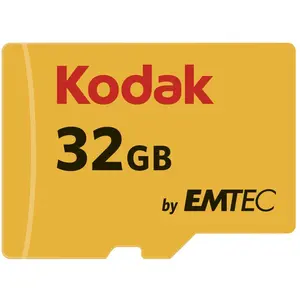 Emtec Kodak Flash-Speicherkarte (microSDHC/SD-Adapter inbegriffen) (32 GB, microSDHC, U3, UHS-I), Speicherkarte, Schwarz, Rot, Gelb