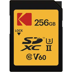 Kodak SD 256GB UHS-II U3 V60 Ultra Pro (256 GB, SDXC, U3, UHS-II), Speicherkarte, Schwarz, Orange