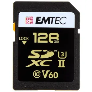 Emtec SD 128GB UHS-II U3 V60 Ultra Pro (128 GB, SDXC, U3, UHS-II), Speicherkarte, Schwarz