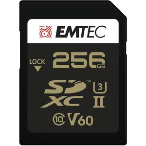 Emtec SD 256GB UHS-II U3 V60 Ultra Pro (256 GB, SDXC, U3, UHS-II), Speicherkarte, Schwarz