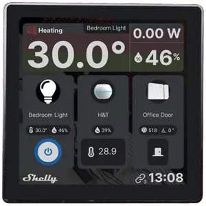 Shelly Wall Display + BLU H&T, Smart Home Hub, Schwarz