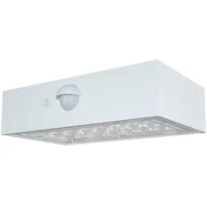 V-Tac, Gartenbeleuchtung, VT403 LEDWandleuchte mit Solarpanel3,7 V, 4000 K 3000 K, Weiss (350 lm, IP65)