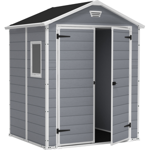 Keter Manor 6x5DD Gartenhaus wetterfest 4.8m³, Kunststoff, Outdoor, Außenmaße: BxTxH:185x152x226cm günstig