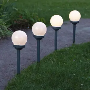 LED-Solarsockelleuchte Globus im 4er-Set