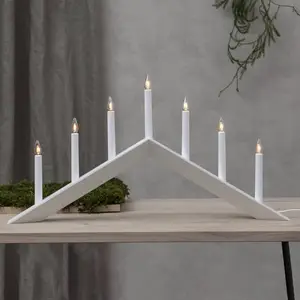 Kerzenleuchter Arrow, flach, 7flammig, weiß