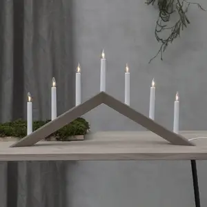 Kerzenleuchter Arrow, flach, 7flammig, grau