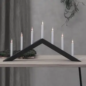 Kerzenleuchter Arrow, flach, 7flammig, schwarz
