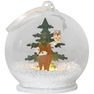 Star Trading, Weihnachtsbeleuchtung, LED-Dekolicht Kugel Forest Friends 9 cm, Mehrfarbig