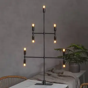 Kerzenleuchter Twice, schwarz, neunflammig, 91 cm