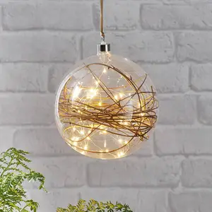 LED-Dekokugel Glow klar, Rattan Ø 20 cm