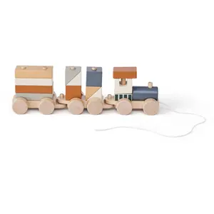 Kids Concept Zug mit Holzklötzen braun - ab 12 Monate - 38,5x11,5x8cm