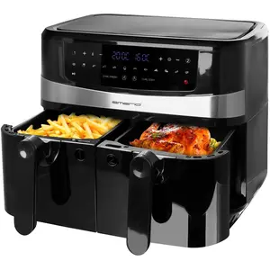 Emerio AF-126672, Heißluftfritteuse, 9 l, Doppel, Schwarz, Silber, Tas...