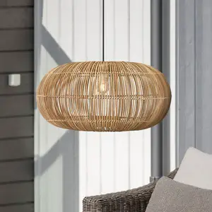 PR Home Außen-Hängeleuchte Zuri, Ø 51 cm, Rattan, Stecker