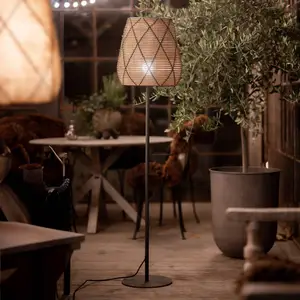 PR Home Terrassenlampe Agnar Lollo, grau, Rattanoptik, 154cm