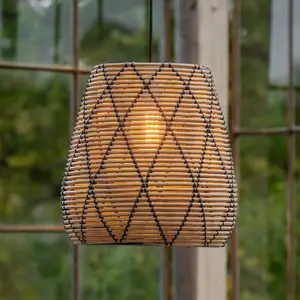 PR Home Außenhängeleuchte Lollo, Rattanoptik natur, Ø 38 cm