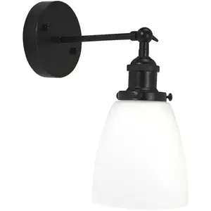 PR Home Wandleuchte Kappa, schwarz/opal, Glas, Metall günstig