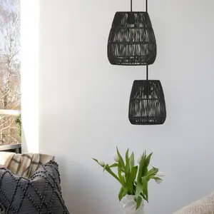 PR Home Saigon Außenhängelampe schwarz Ø18cm Kabel 2,5m