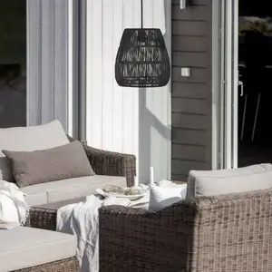PR Home Saigon Außenhängelampe schwarz Ø38cm Kabel 2,5m
