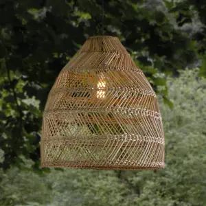 PR Home Außenhängelampe Maja, Rattan, Ø 53 cm, Stecker, IP44