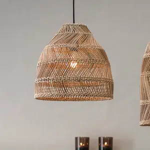 PR Home Außenhängelampe Maja, Rattan, Ø 36 cm, Stecker, IP44