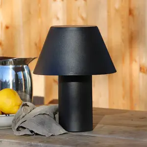 LED-Solar-Tischleuchte Vivo, schwarz, IP44, Höhe 30 cm, dim.